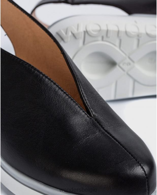 neger schoenen 6X06D442 negro lederen v-cut schoen vrouwen Wonders