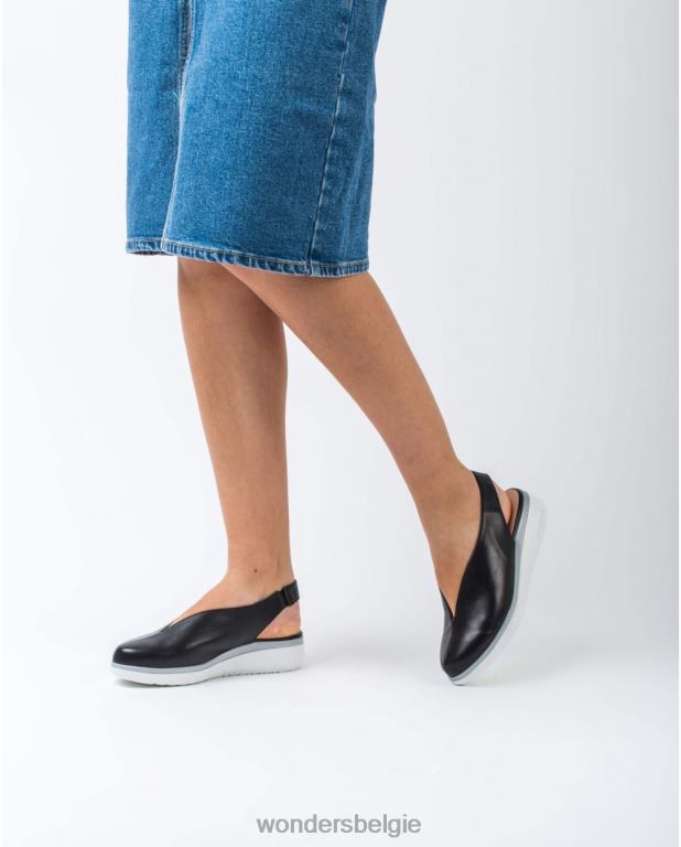 neger schoenen 6X06D442 negro lederen v-cut schoen vrouwen Wonders