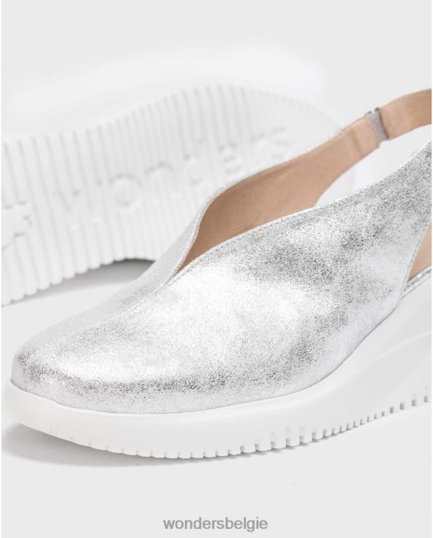 plata schoenen 6X06D12 plata zilveren walter wedge schoen vrouwen Wonders