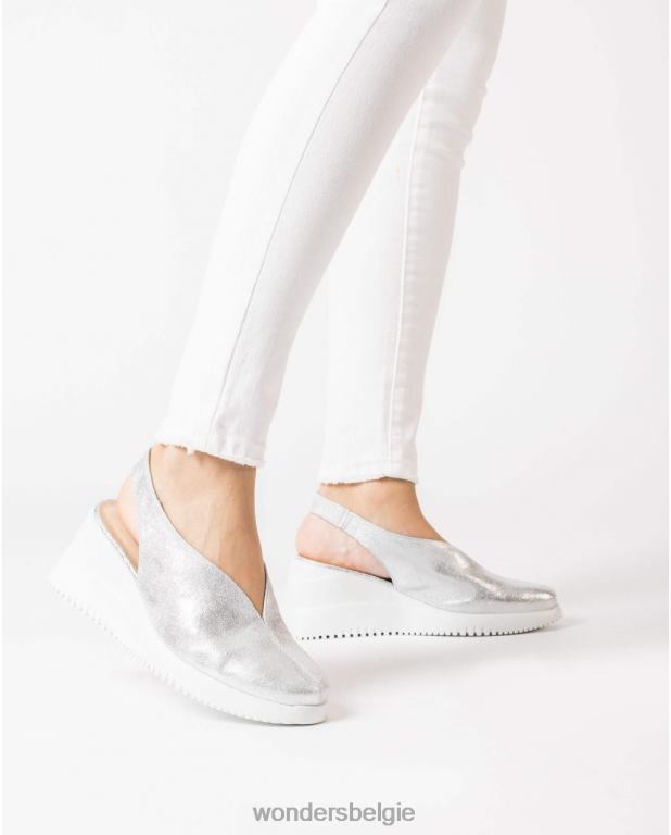 plata schoenen 6X06D12 plata zilveren walter wedge schoen vrouwen Wonders