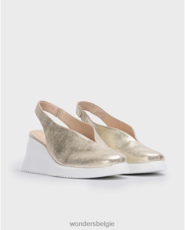 platina schoenen 6X06D13 platino gouden walter wedge schoen vrouwen Wonders