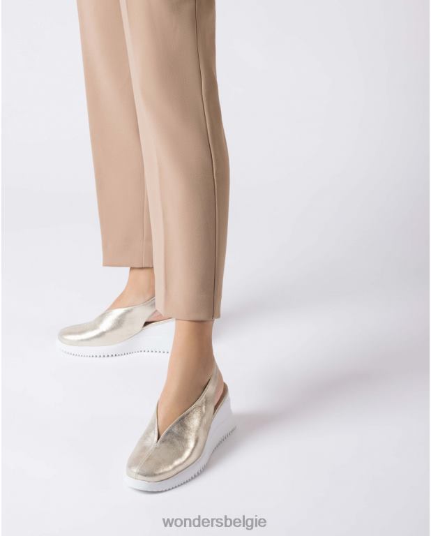 platina schoenen 6X06D13 platino gouden walter wedge schoen vrouwen Wonders